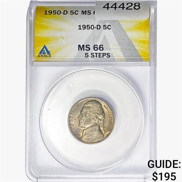 1950-D Jefferson Nickel ANACS MS66
