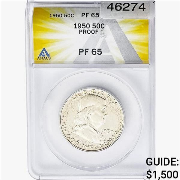 1950 Franklin Half Dollar ANACS PF65 PR