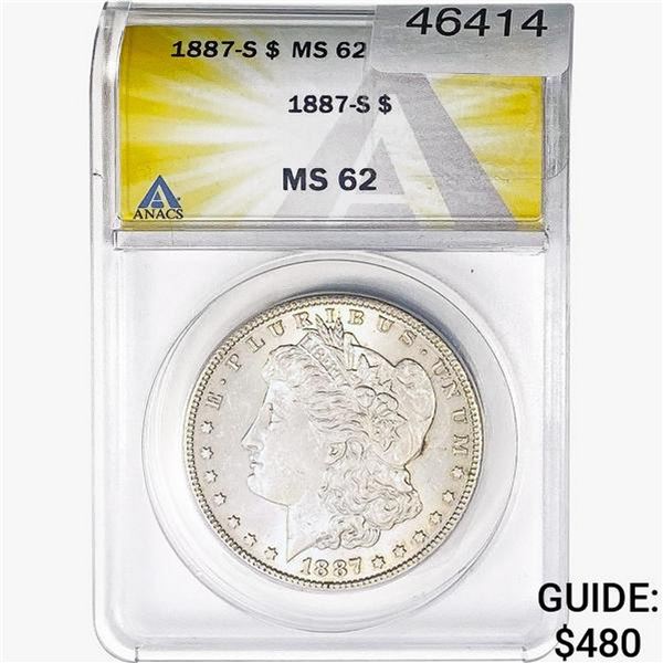 1887-S Morgan Silver Dollar ANACS MS62