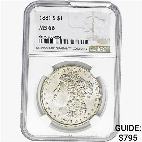 1881-S Morgan Silver Dollar NGC MS66