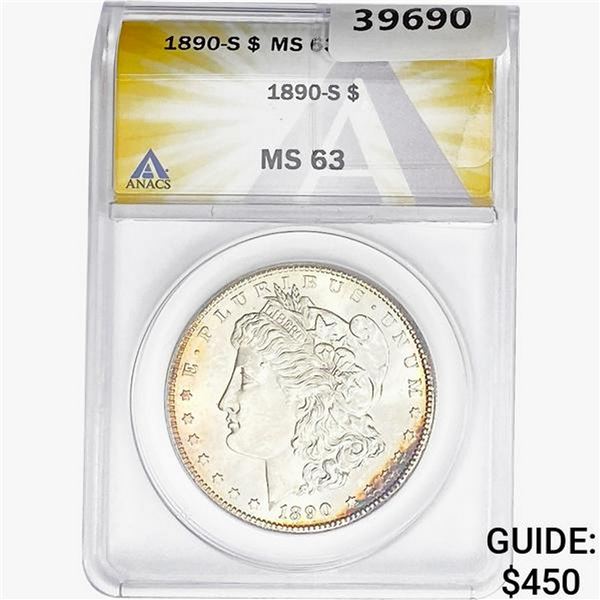1890-S Morgan Silver Dollar ANACS MS63