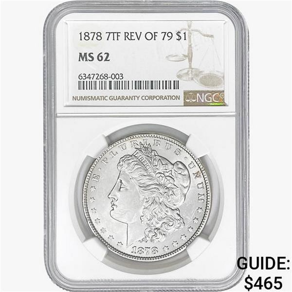 1878 REV 79 Morgan Silver Dollar NGC MS62