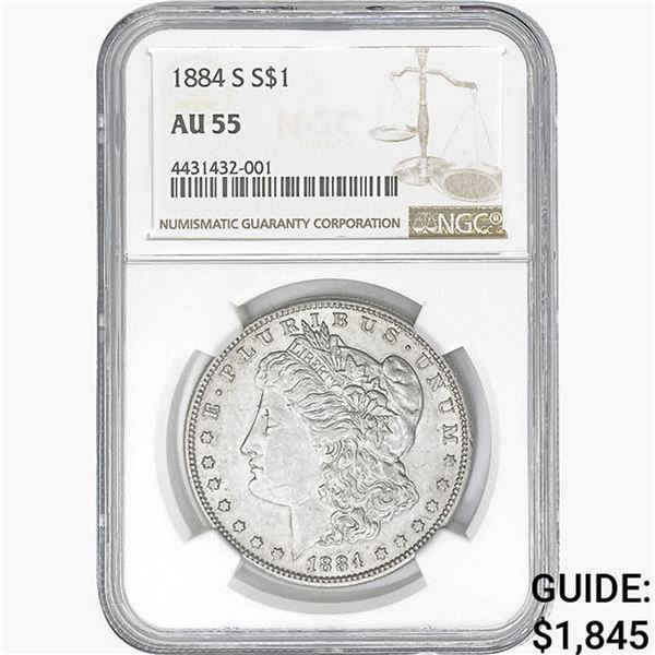 1884-S Morgan Silver Dollar NGC AU55