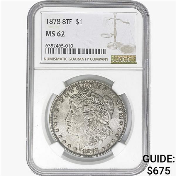 1878 8TF Morgan Silver Dollar NGC MS62