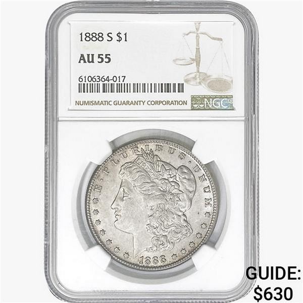 1888-S Morgan Silver Dollar NGC AU55