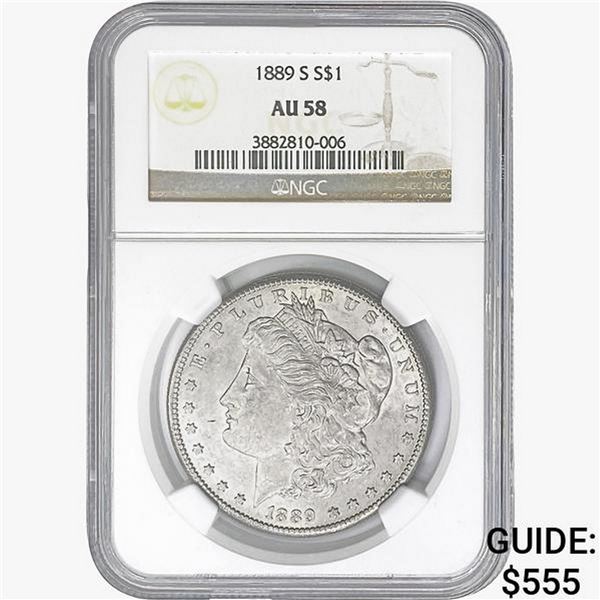 1889-S Morgan Silver Dollar NGC AU58