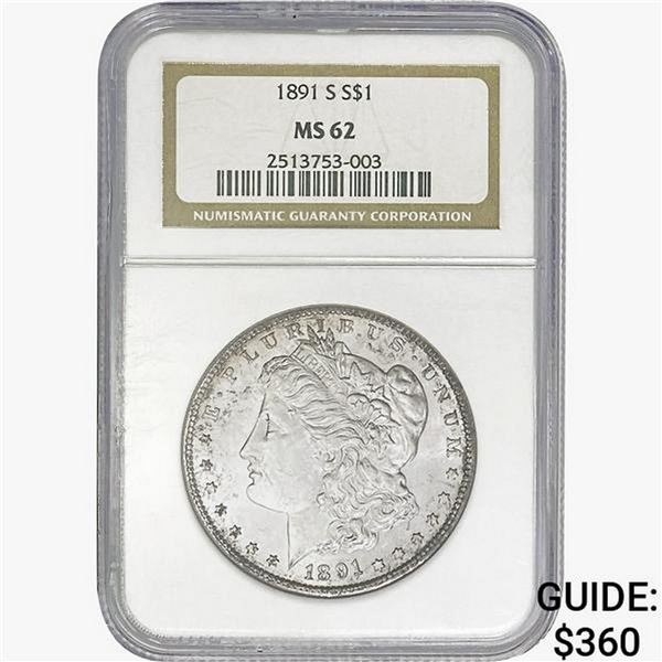1891-S Morgan Silver Dollar NGC MS62