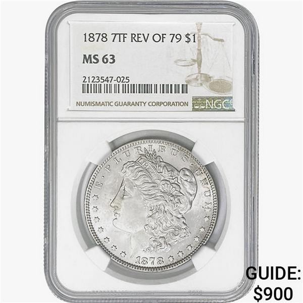 1878 REV 79 Morgan Silver Dollar NGC MS63