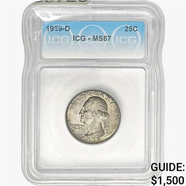 1939-D Washington Silver Quarter ICG MS67