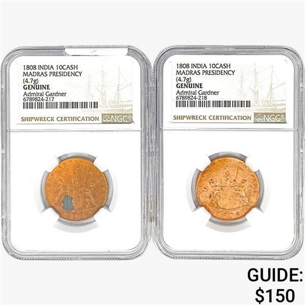 [2]1808 India 10Cash Madras Presidency NGC Genuine