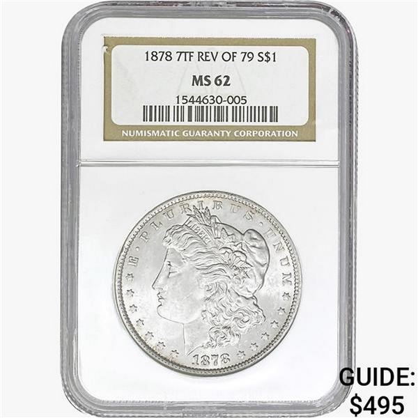 1878 REV 79 Morgan Silver Dollar NGC MS62