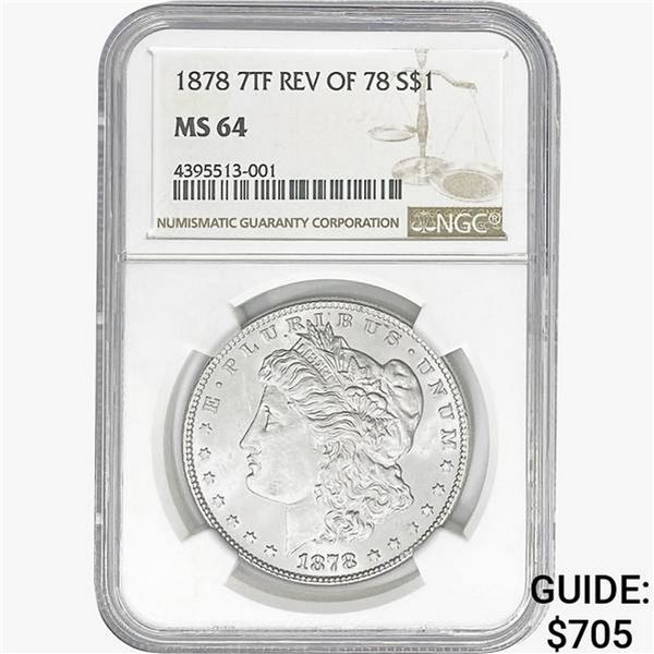1878 REV 78 Morgan Silver Dollar NGC MS64