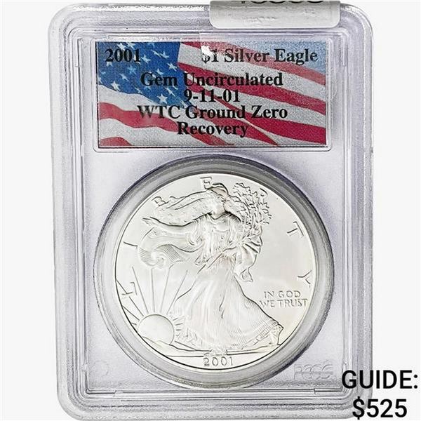 2001 Silver Eagle PCGS  Gem UNC. 9/11/01 WTC