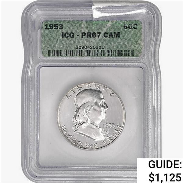 1953 Franklin Half Dollar ICG PR67 CAM