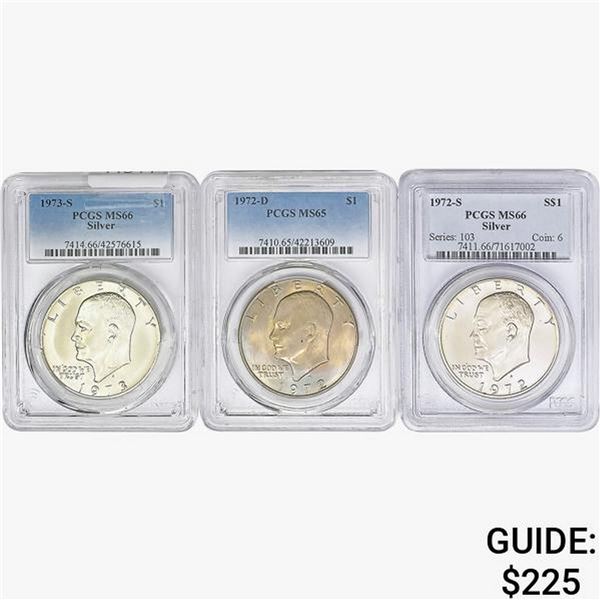 [3] 1972-1973 Eisenhower Dollar PCGS MS65/66