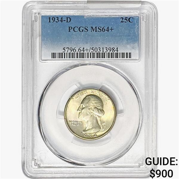 1934-D Washington Silver Quarter PCGS MS64+