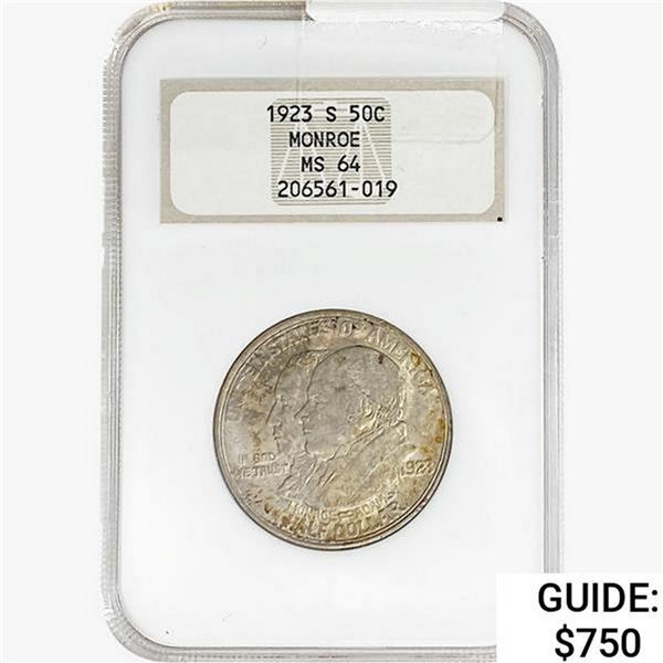 1923-S Monroe Half Dollar NGC MS64