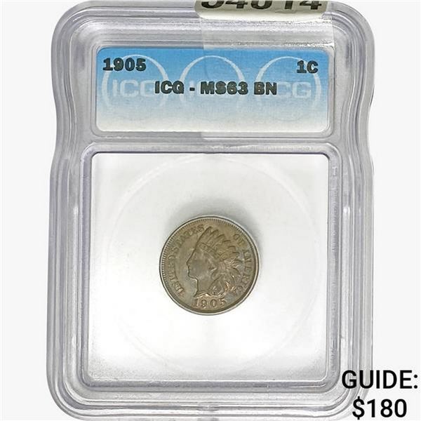 1905 Indian Head Cent ICG MS63 BN