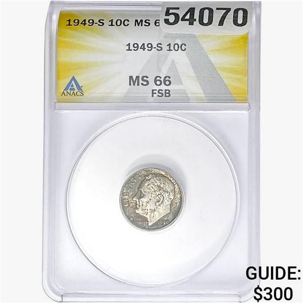 1949-S Roosevelt Dime ANACS MS66 FSB