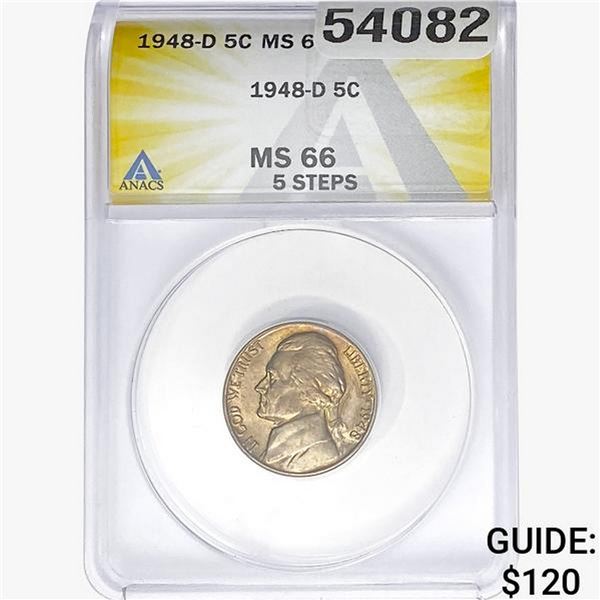1948-D Jefferson Nickel ANACS MS66 5 Steps