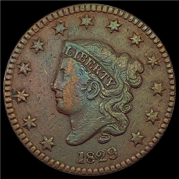 1829 LG LETTERS Coronet Head Large Cent LIGHTLY CIRCULATED