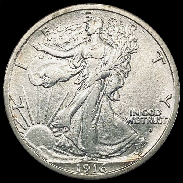 1916-D Walking Liberty Half Dollar NEARLY UNCIRCULATED