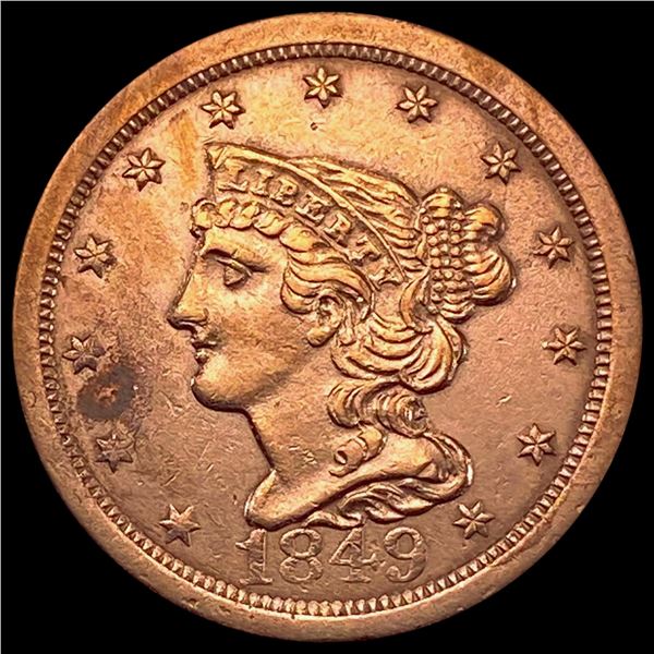 1849 RED Braided Hair Half Cent UNCIRCULATED
