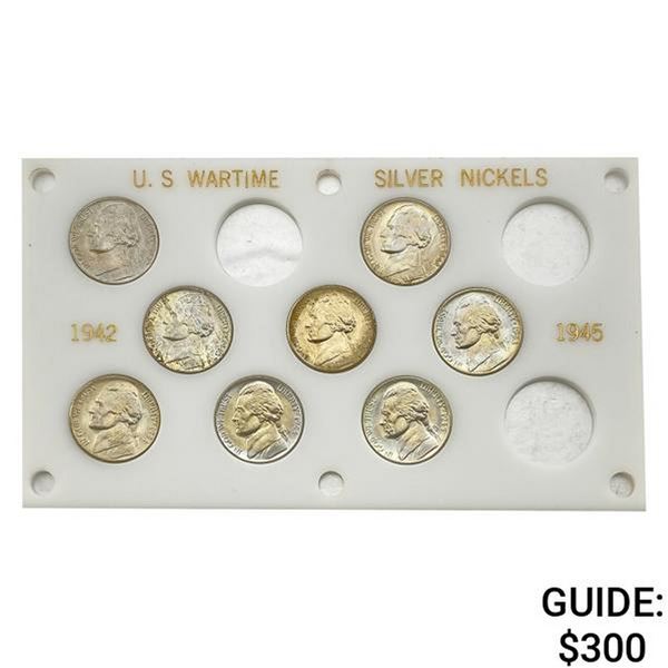 1942-1945 Gem Bu Silver War Nickel Set [8 Coins]