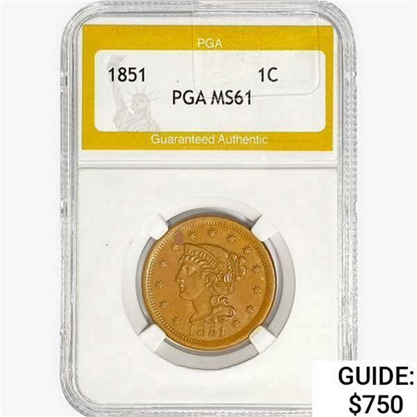 1851 Braided Hair Large Cent PGA MS61