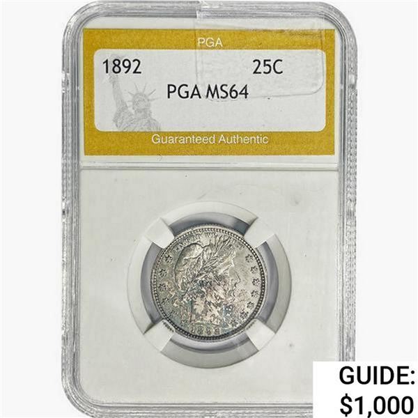 1892 Barber Quarter PGA MS64