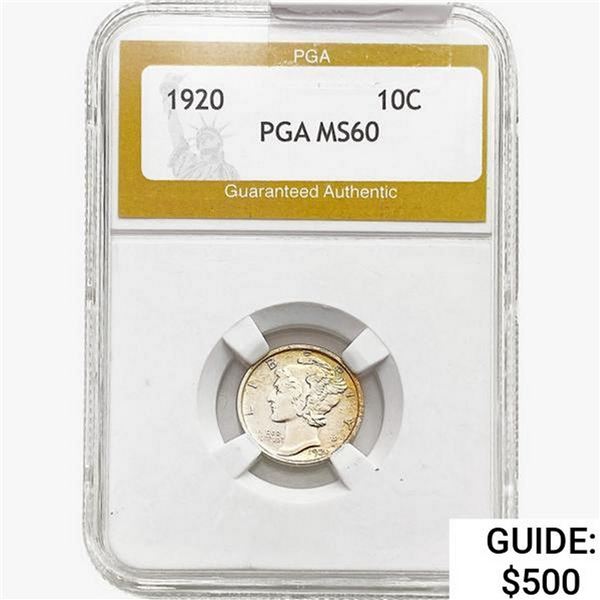 1920-D Mercury Silver Dime PGA MS60