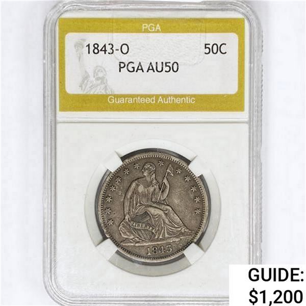 1843-O Seated Liberty Half Dollar PGA AU50