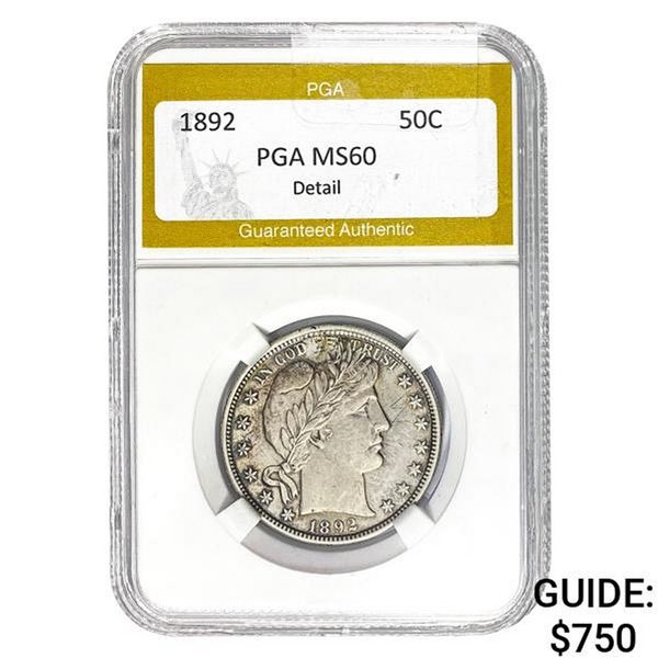 1892 Barber Half Dollar PGA MS60