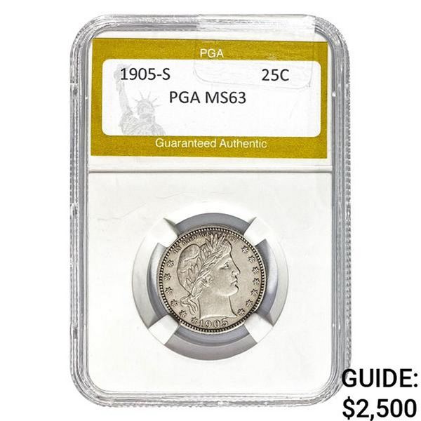 1905-S Barber Quarter PGA MS63