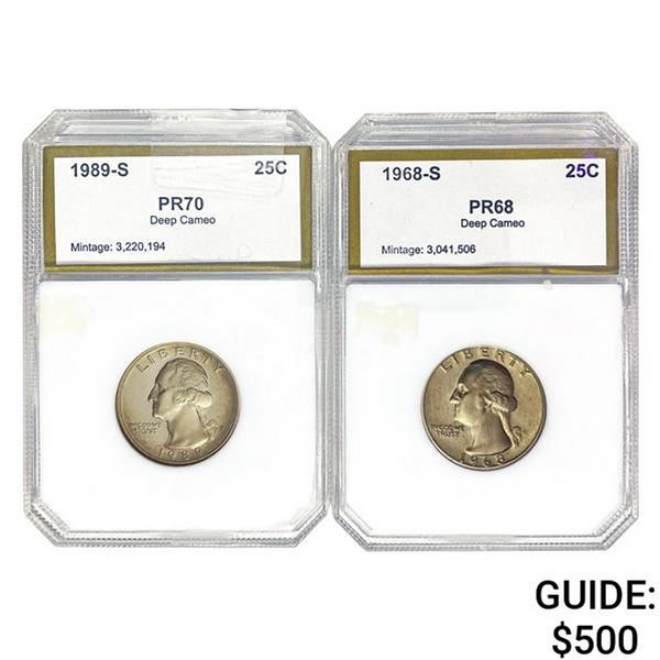 [2] 1989-S/1968-S 25C PR70/PR68 Deep Cameo