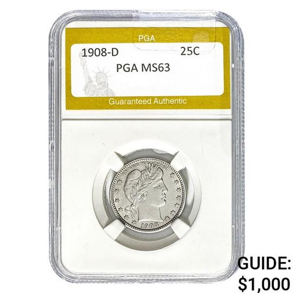 1908-D Barber Quarter PGA MS63