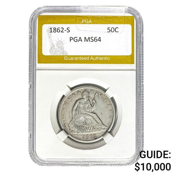 1862-S Seated Liberty Half Dollar PGA MS