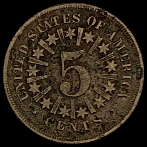 1867 RAYS Shield Nickel NICELY CIRCULATED
