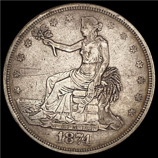 1874 Silver Trade Dollar LIGHTLY CIRCULATED