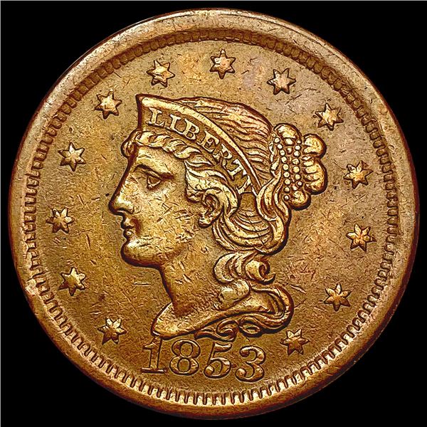 1853 Braided Hair Cent CLOSELY UNCIRCULATED