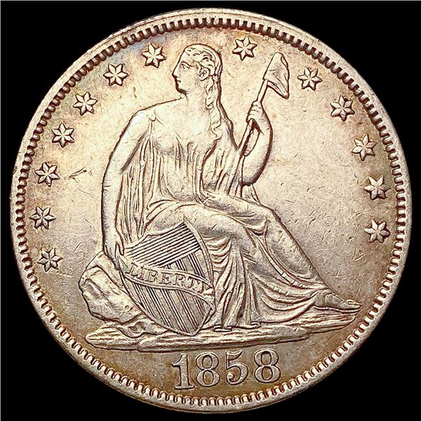 1858 Seated Liberty Half Dollar NEARLY UNCIRCULATED