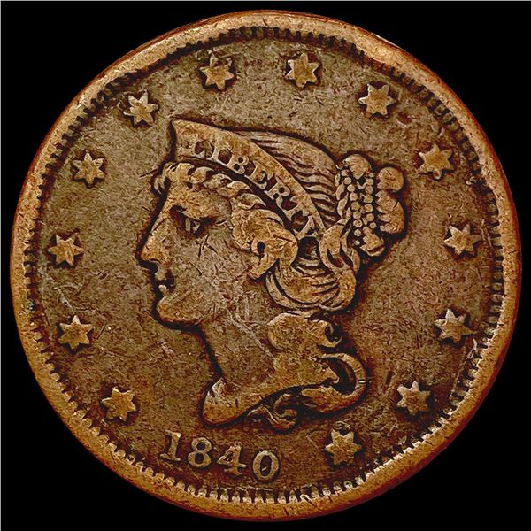 1840 Braided Hair Large Cent NICELY CIRCULATED