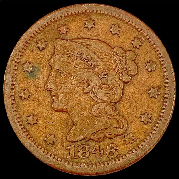 1846 Braided Hair Large Cent ABOUT UNCIRCULATED