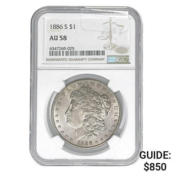 1886-S Morgan Silver Dollar NGC AU58