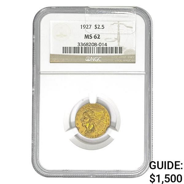 1927 $2.50 Gold Quarter Eagle NGC MS62