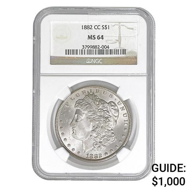 1882-CC Morgan Silver Dollar NGC MS64