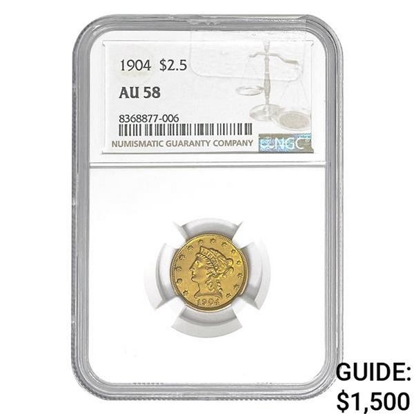 1904 $2.50 Gold Quarter Eagle NGC AU58