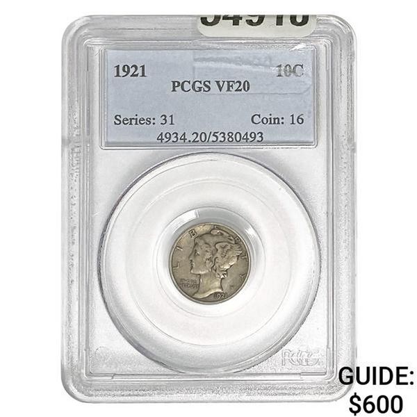 1921 Mercury Silver Dime PCGS VF20