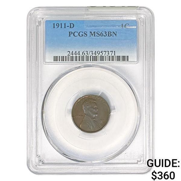 1911-D Wheat Cent PCGS MS63 BN