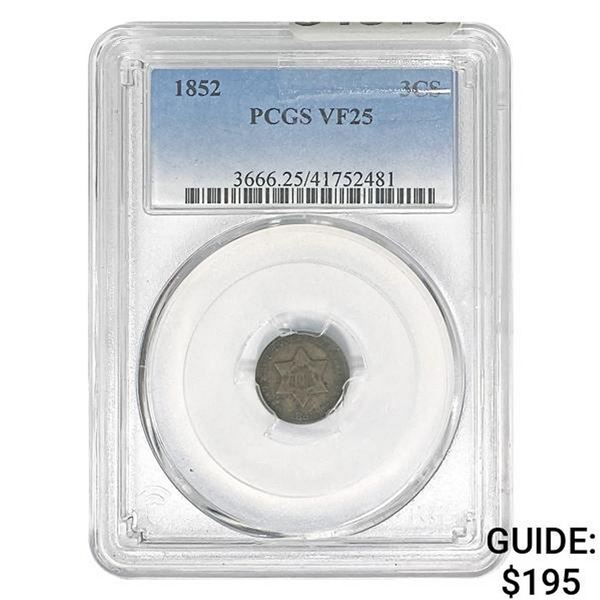 1852 Silver Three Cent PCGS VF25